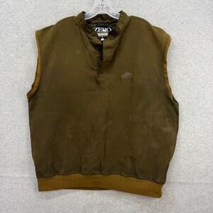 Zero Restriction Golf Vest Mens Large Olive Green Faux Suede Wade Hampton USA